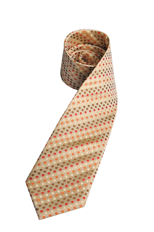 Cravate 100% soie Beige clair multicolore à pois