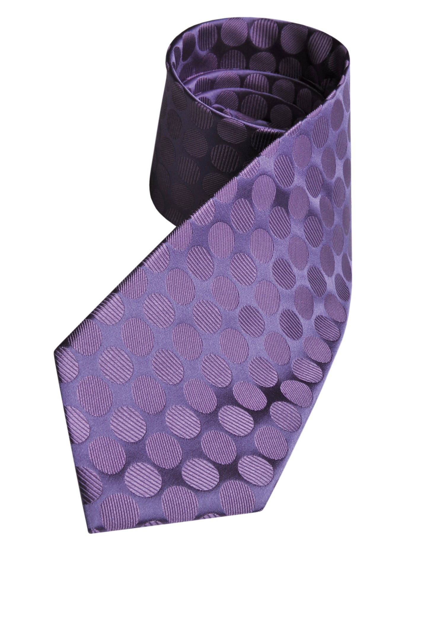 Cravate 100% soie Violet ton sur ton à pois