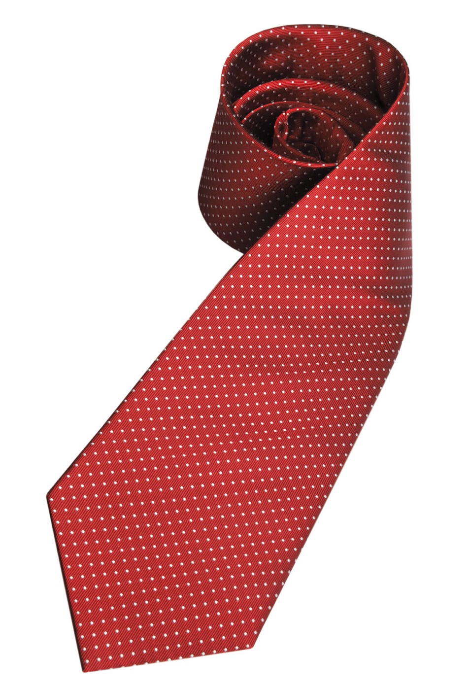 Cravate 100% soie Rouge Bordeaux à pois