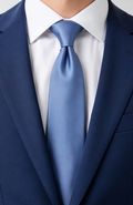 Cravate 100% soie Bleu barbeau