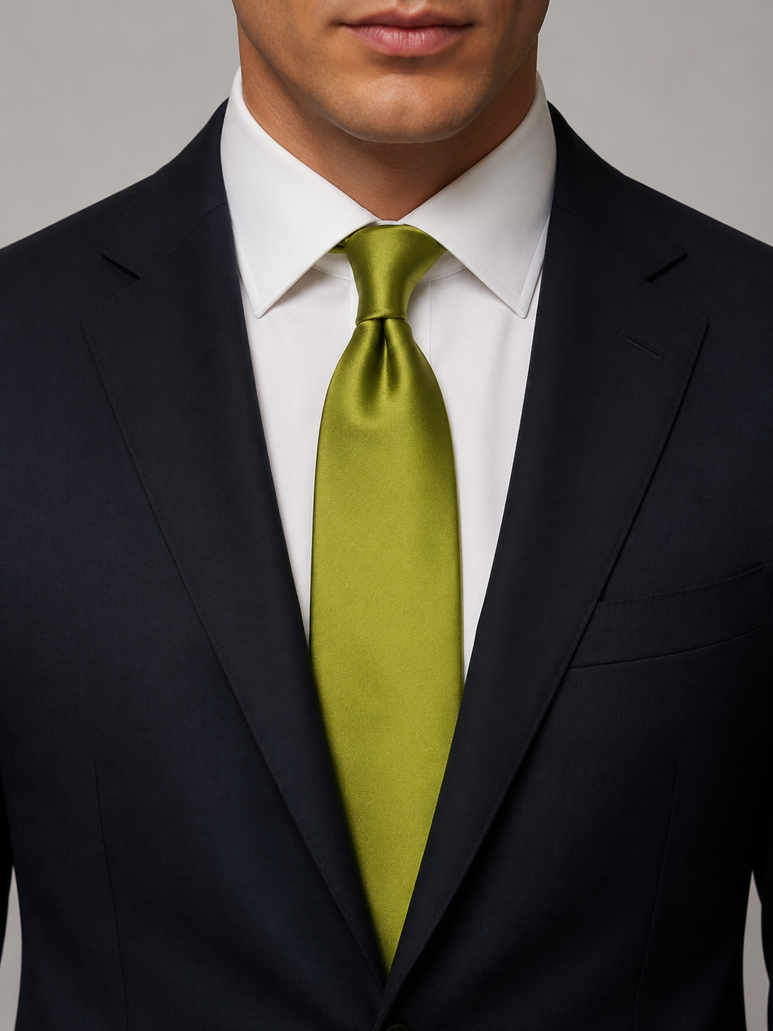 Cravate 100% soie Vert Chartreuse